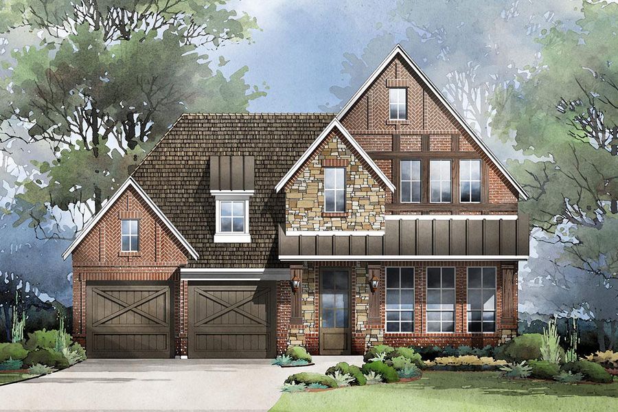 Representative exterior photo of a completed home built from the Grand Whitehall II by Grand Homes in Grand Oaks, Celina, TX (Image 20).