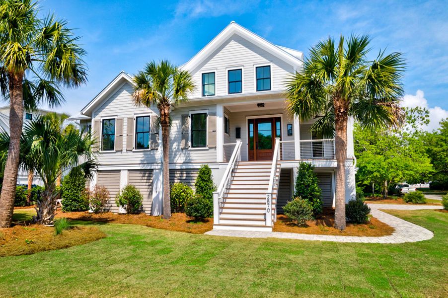 Front exterior of a new home in , Sullivan's Island, SC, highlighting curb appeal (Image 31).