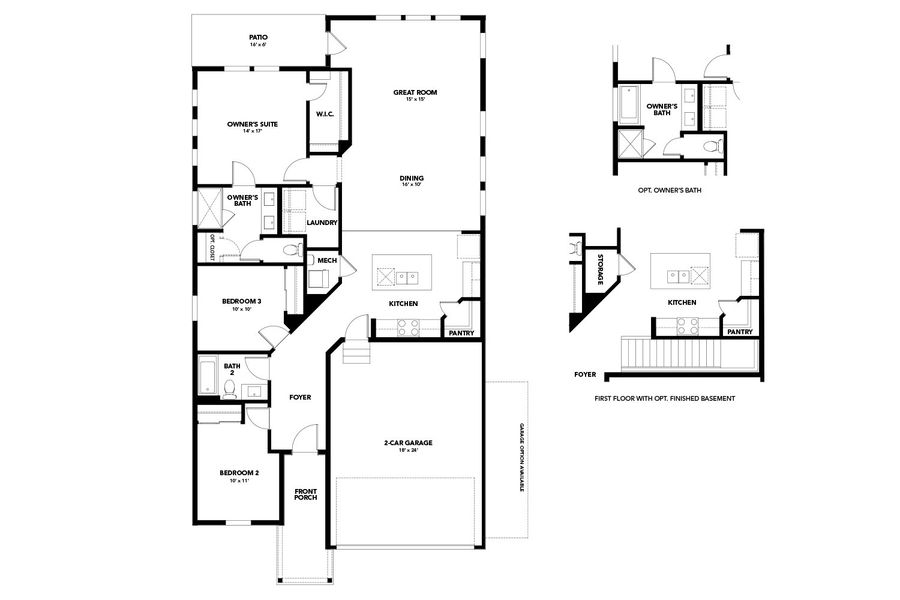 2D floor plan layout for the Honeysuckle by Brightland Homes in Bloom, Fort Collins, CO (Image 4).