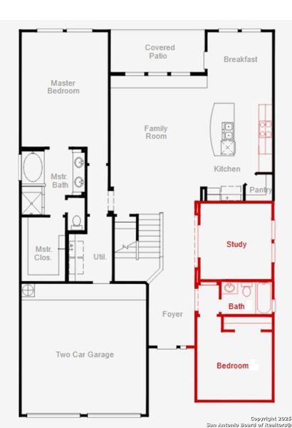 2D floor plan layout of this home in Megan's Landing, Castroville, TX (Image 3). 2D floor plan layout of this home in Megan's Landing, Castroville, TX (Image 3).
