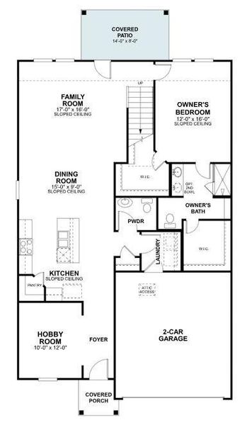 2D floor plan layout of this home in Cascades at Onion Creek, Austin, TX (Image 4).