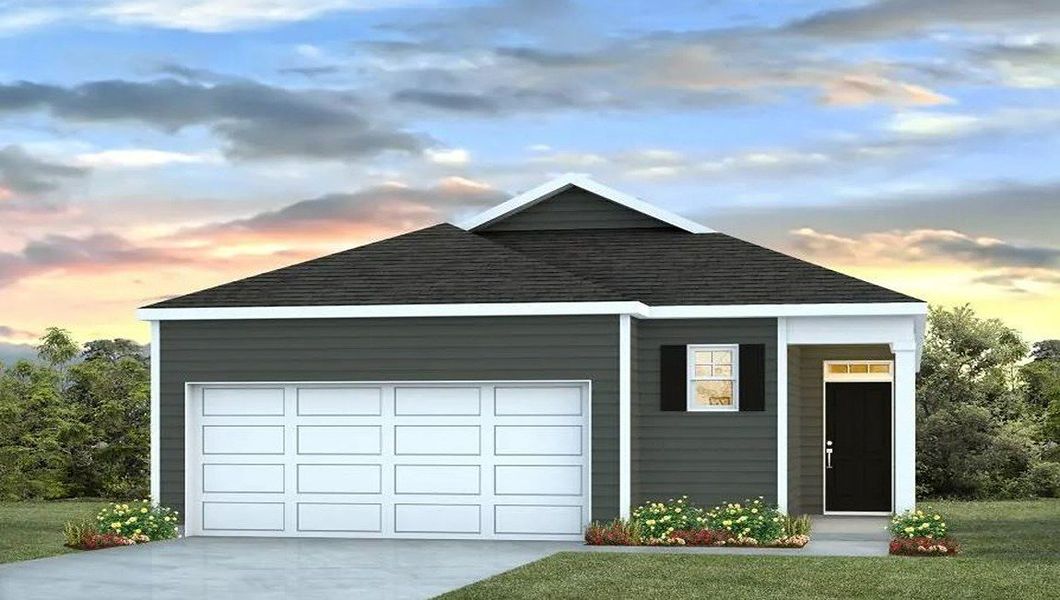 Representative exterior photo of a completed home built from the Glenwood by D.R. Horton in Pine Hills at Cane Bay, Summerville, SC (Image 1).