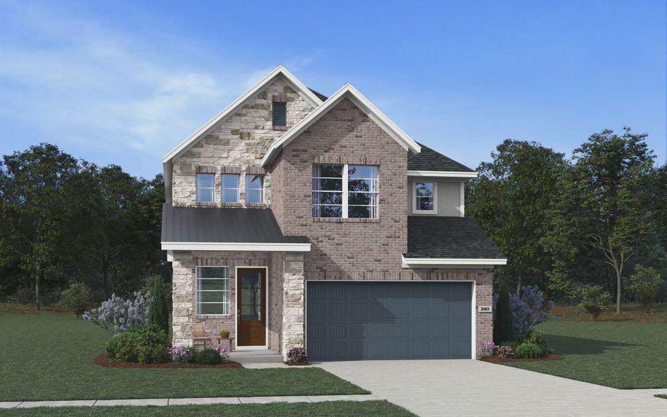 Representative exterior photo of a completed home built from the Dublin by Chesmar Homes in The George, Richmond, TX (Image 1). Representative exterior photo of a completed home built from the Dublin by Chesmar Homes in The George, Richmond, TX (Image 1).