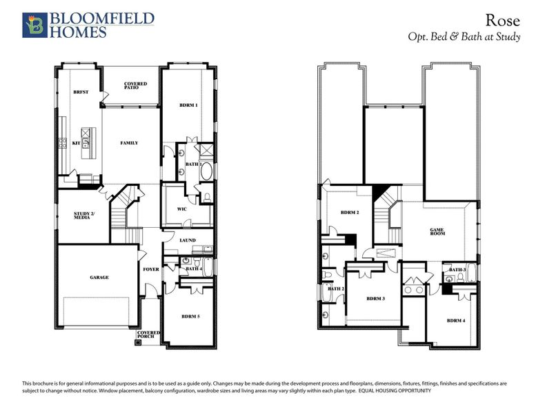 Rose Opt Bed & Bath at Study Floor Plan