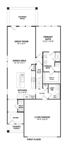 2D floor plan layout for the Scotch Pine by K. Hovnanian® Homes in Heritage Ranch, Sherman, TX (Image 3).