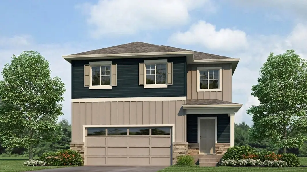 Front exterior of a new home in Tailholt, Severance, CO, highlighting curb appeal (Image 1). Front exterior of a new home in Tailholt, Severance, CO, highlighting curb appeal (Image 1).