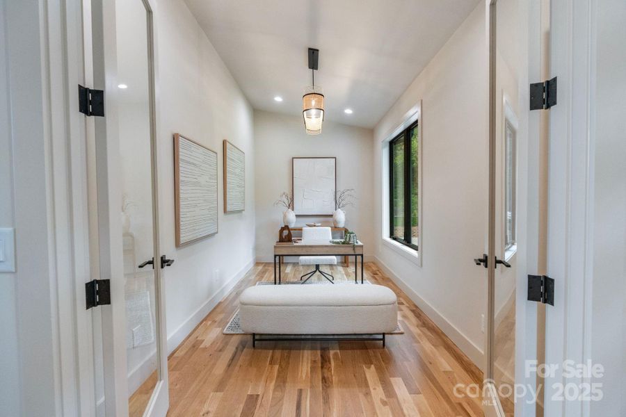 Dedicated office space with glass French door entry Dedicated office space with glass French door entry