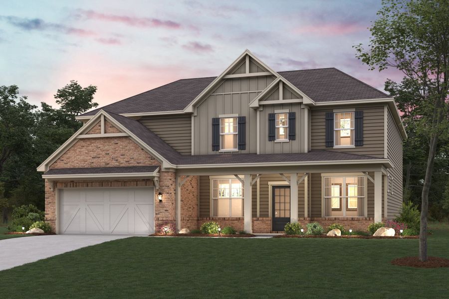 Front exterior of a new home in The Estates at Gainesville Township, Gainesville, GA, highlighting curb appeal (Image 1).
