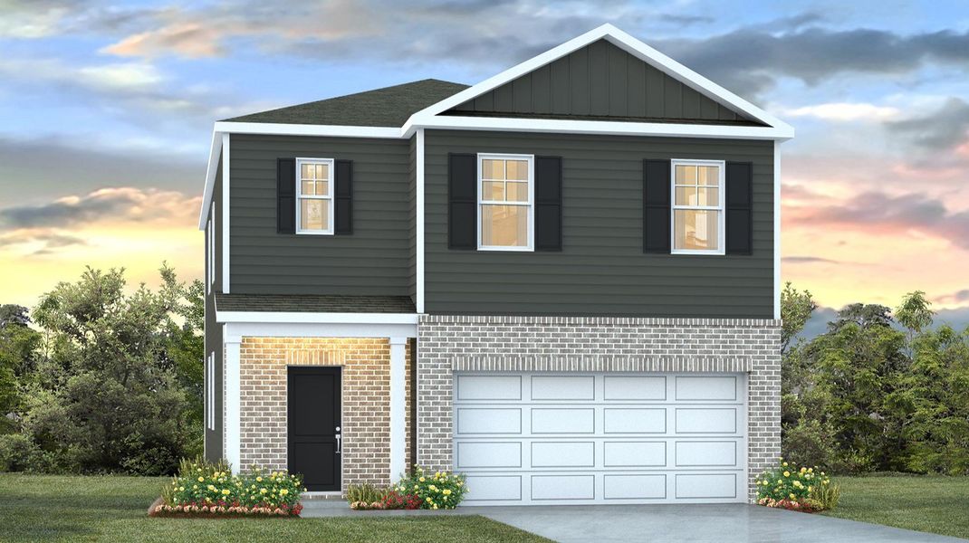 Front exterior of a new home in Hunter's Branch, Hopkins, SC, highlighting curb appeal (Image 1). Front exterior of a new home in Hunter's Branch, Hopkins, SC, highlighting curb appeal (Image 1).