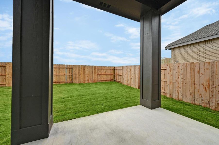 Exterior details and patio area of a home in Crosswinds, Kyle (Image 2). Exterior details and patio area of a home in Crosswinds, Kyle (Image 2).