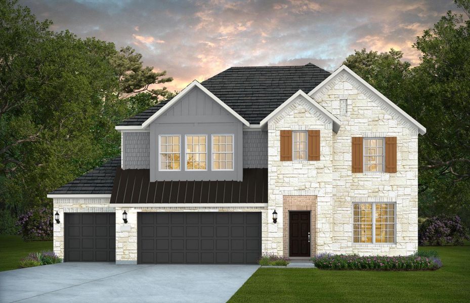 Representative exterior photo of a completed home built from the Caldwell - 3-Car Garage by Pulte Homes in Davis Ranch, San Antonio, TX (Image 18).