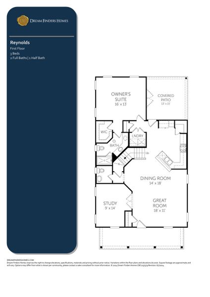 2D floor plan layout for the Reynolds by Coventry Homes in Castlewood, Taylor, TX (Image 5).