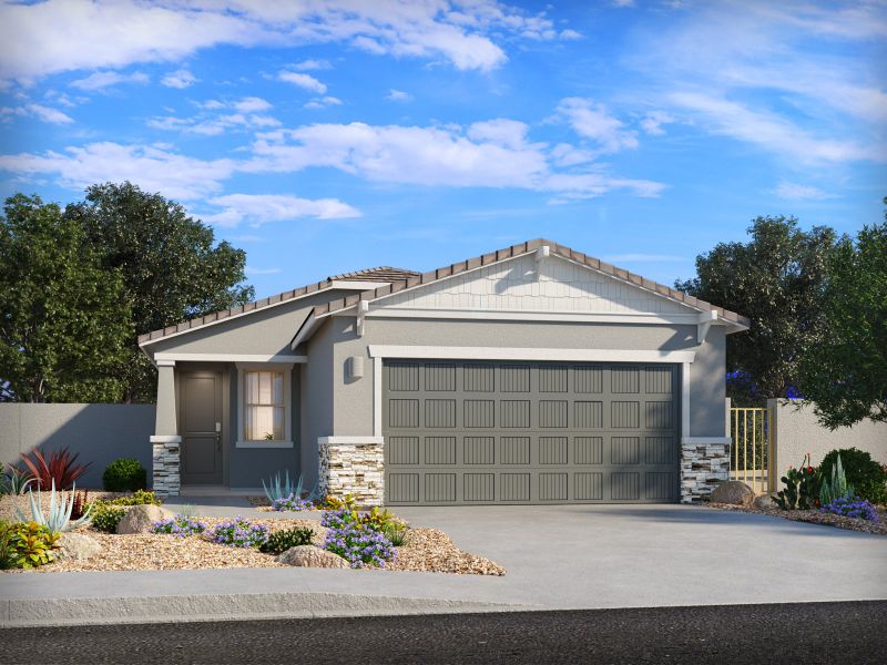 Representative exterior photo of a completed home built from the Turquoise by Meritage Homes in Rincon Crest at Rocking K, Vail, AZ (Image 13).