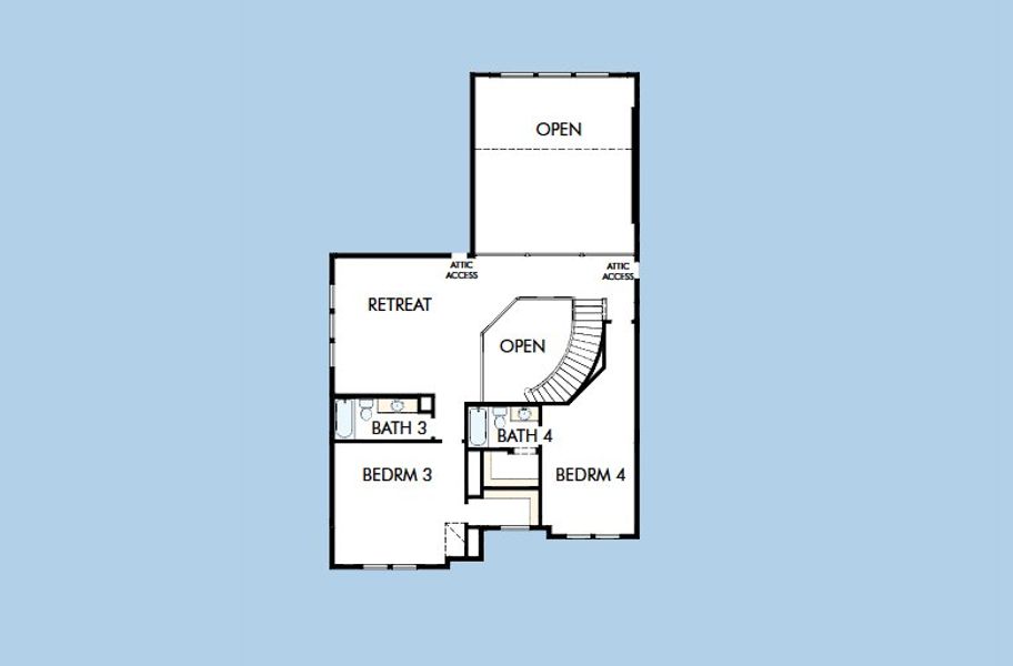 2D floor plan layout for the The Mozart by David Weekley Homes in Northshore at Lakewood Village - Estate Series, Lakewood Village, TX (Image 4). 2D floor plan layout for the The Mozart by David Weekley Homes in Northshore at Lakewood Village - Estate Series, Lakewood Village, TX (Image 4).