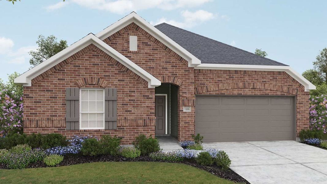 Representative exterior photo of a completed home built from the Avalon by DRB Homes in Calumet, Jarrell, TX (Image 7).