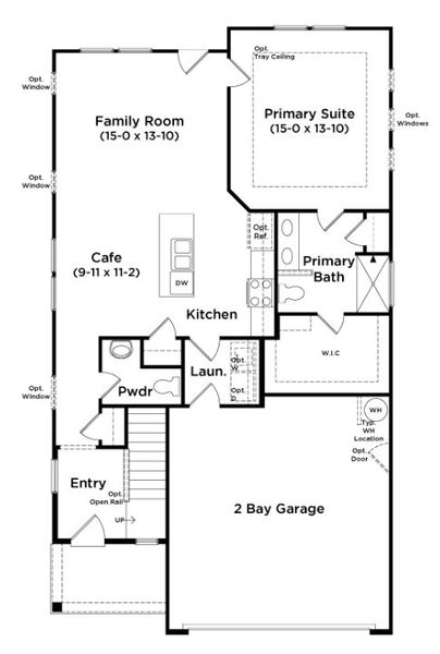 2D floor plan layout for the Freesia by DRB Homes in Pleasant Falls, Moore, SC (Image 4).