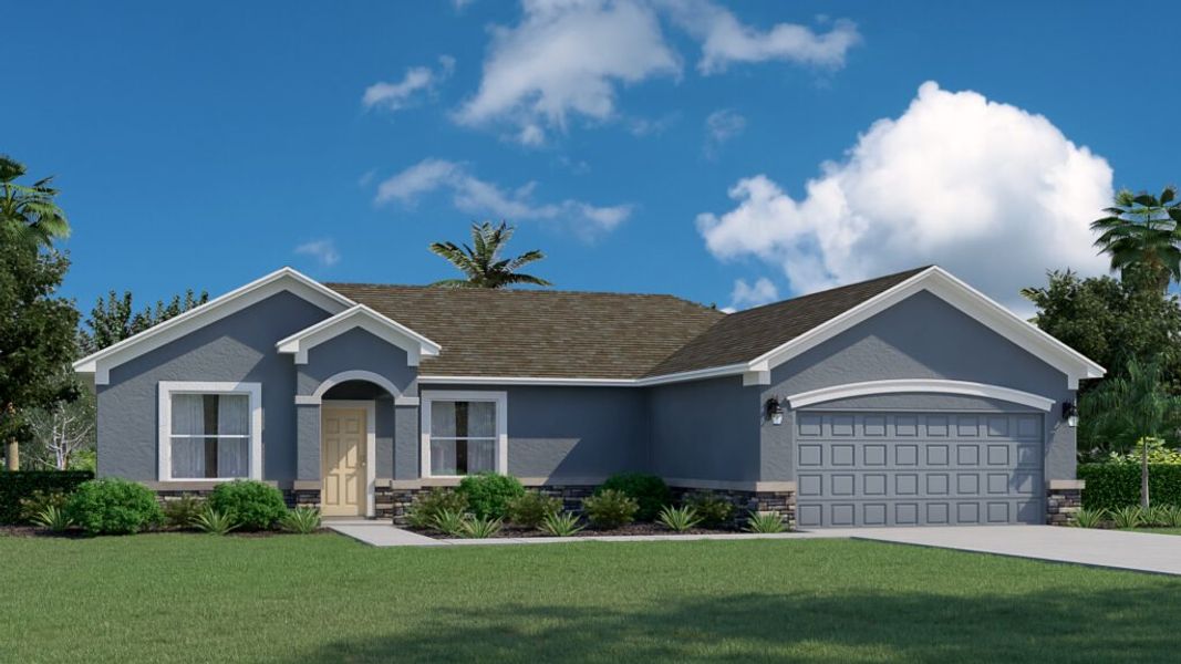 Representative exterior photo of a completed home built from the Clearwater by Holiday Builders in Palm Bay, Palm Bay, FL (Image 12).