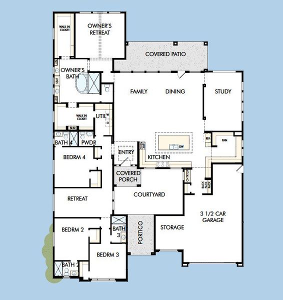 2D floor plan layout for the The Pampano by David Weekley Homes in Alta at Verrado Regent Hills, Buckeye, AZ (Image 5).