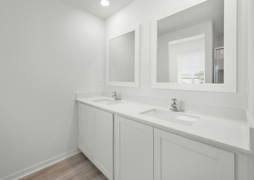 Master bathroom vanity with two sinks