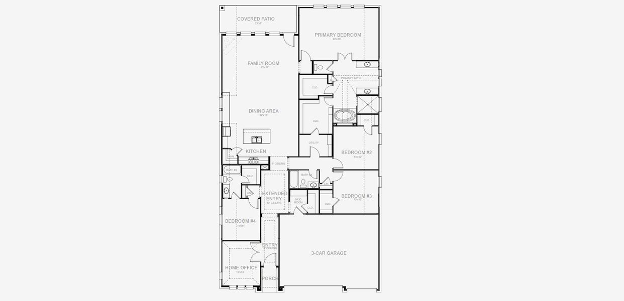2D floor plan layout for the 2776W by Perry Homes in Veramendi 60', New Braunfels, TX (Image 5).