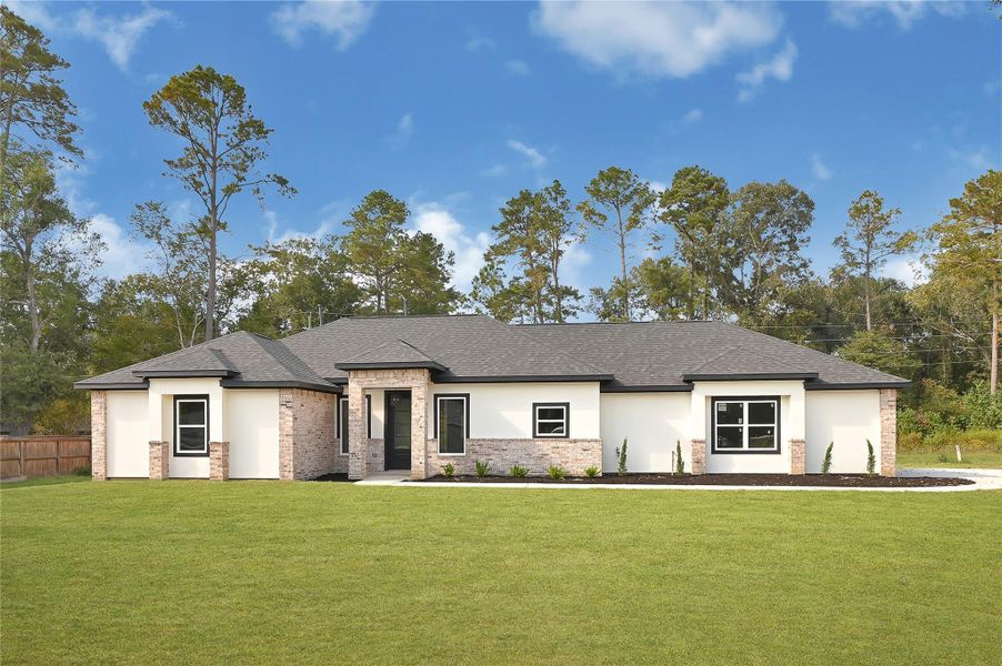 Front exterior of a new home in , New Caney, TX, highlighting curb appeal (Image 2). Front exterior of a new home in , New Caney, TX, highlighting curb appeal (Image 2).
