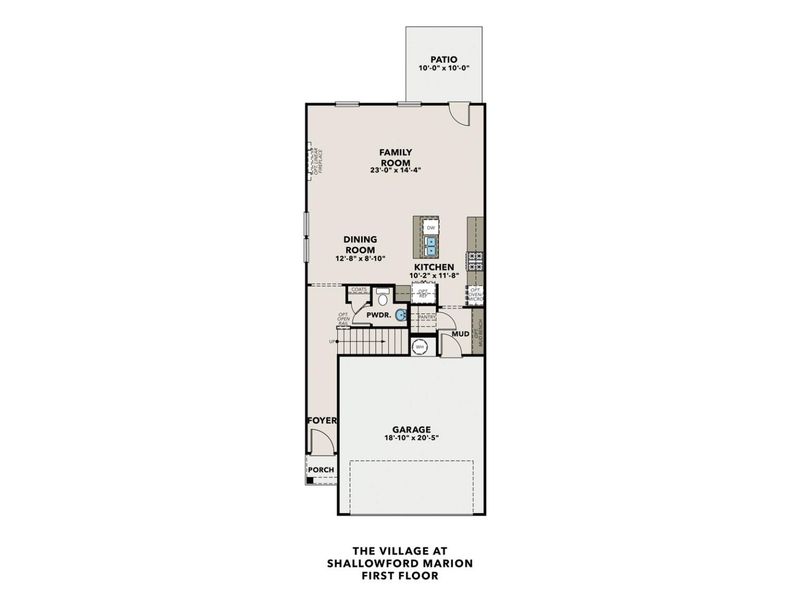 2D floor plan layout for the The Marion A by Davidson Homes LLC in The Village at Shallowford, Kennesaw, GA (Image 3).