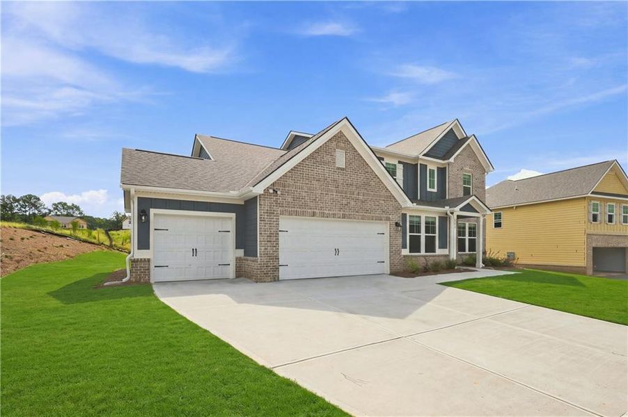 Front exterior of a new home in Kingston, Locust Grove, GA, highlighting curb appeal (Image 15).