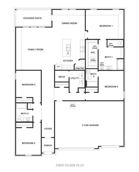 2D floor plan layout for the Courtland by D.R. Horton in Portland Village, Portland, TX (Image 3). 2D floor plan layout for the Courtland by D.R. Horton in Portland Village, Portland, TX (Image 3).