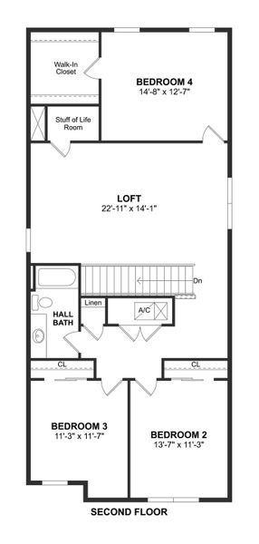 2D floor plan layout for the Tessa by K. Hovnanian® Homes in Osprey Ranch, Winter Garden, FL (Image 5).