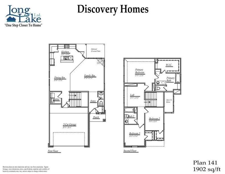 Plan 141 features 3 bedrooms, 2 full baths, 1 half bath and over 1,900 square feet of living space.