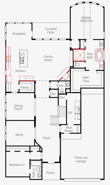 2D floor plan layout of this home in Pomona 60', Manvel, TX (Image 2).
