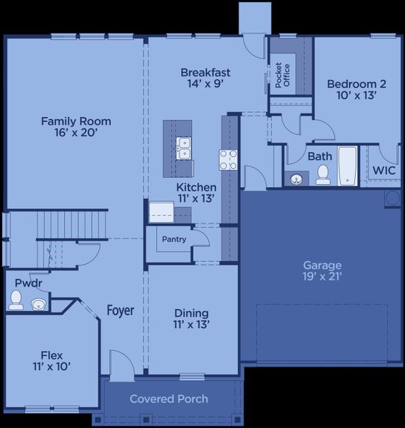 2D floor plan layout for the Warren by UnionMain Homes in Austin Springs, Bethlehem, GA (Image 4).