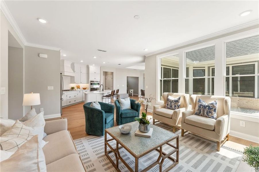 Furnished interior view inside a new home in The Courtyards of Franklin Goldmine, Cumming (Image 10).