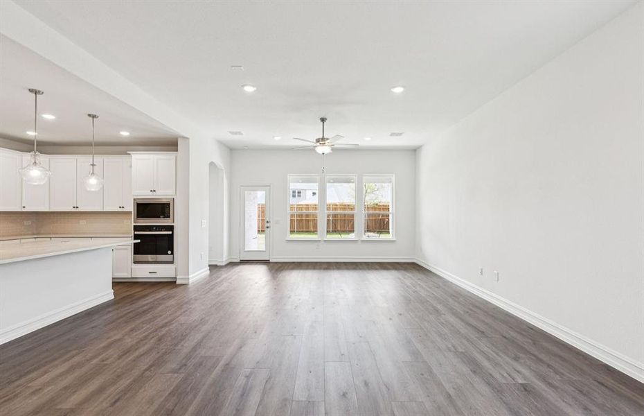 Spacious gathering room with expansive windows Spacious gathering room with expansive windows