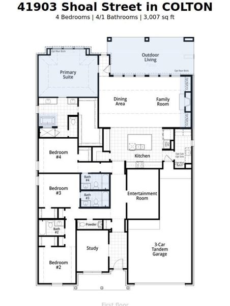 2D floor plan layout of this home in COLTON: 60ft. lots, Todd Mission, TX (Image 3).