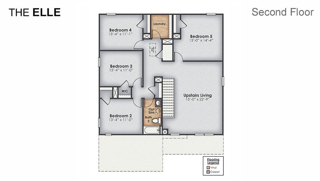 2D floor plan layout of this home in Sidbury Station, Castle Hayne, NC (Image 3).