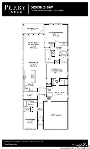 2D floor plan layout of this home in Homestead 55', Cibolo, TX (Image 2).
