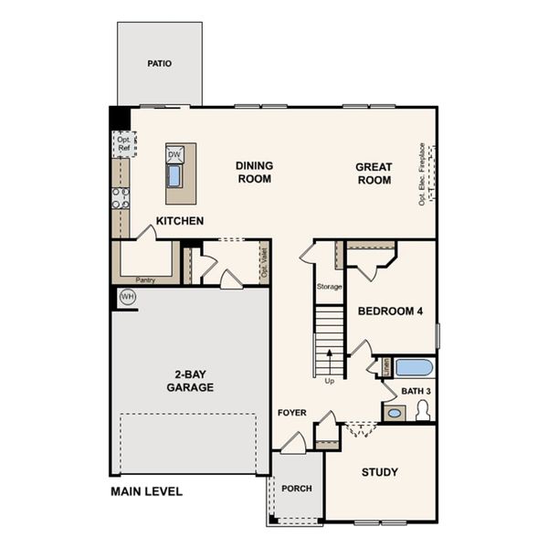 2D floor plan layout of this home in Highland Reserves, Pleasant View, TN (Image 2).