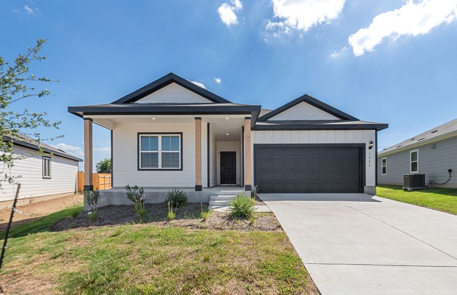 Front exterior of a new home in Skyview, Belton, TX, highlighting curb appeal (Image 2). Front exterior of a new home in Skyview, Belton, TX, highlighting curb appeal (Image 2).