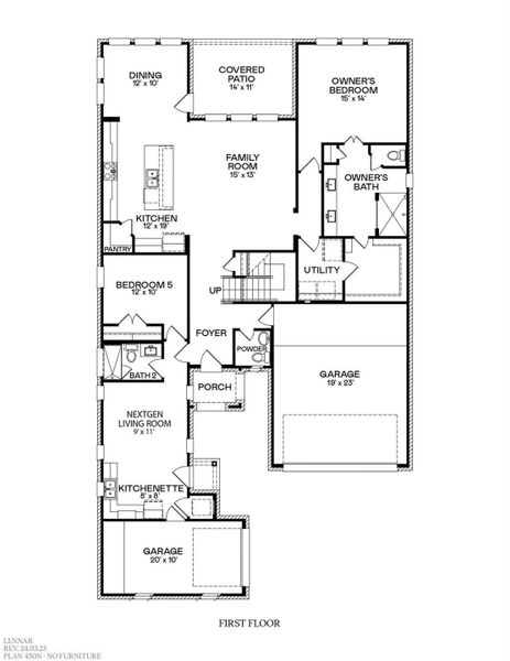 2D floor plan layout of this home in Grand Magnolia, Magnolia, TX (Image 2).