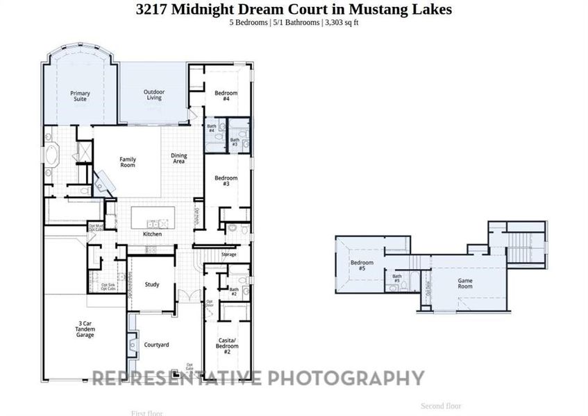 2D floor plan layout of this home in Mustang Lakes, Celina, TX (Image 2).