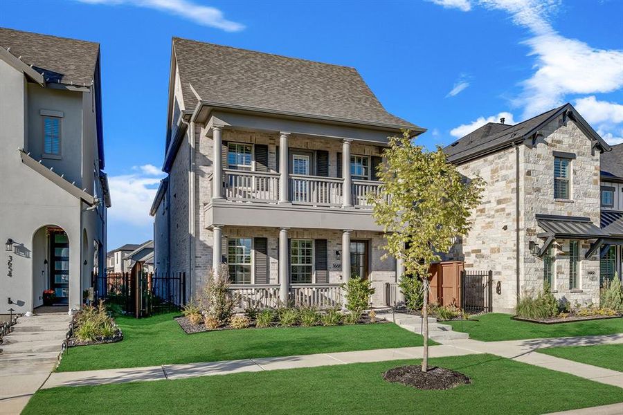 Exterior details and patio area of a home in Fields Villas - Darling Homes, Frisco (Image 1). Exterior details and patio area of a home in Fields Villas - Darling Homes, Frisco (Image 1).
