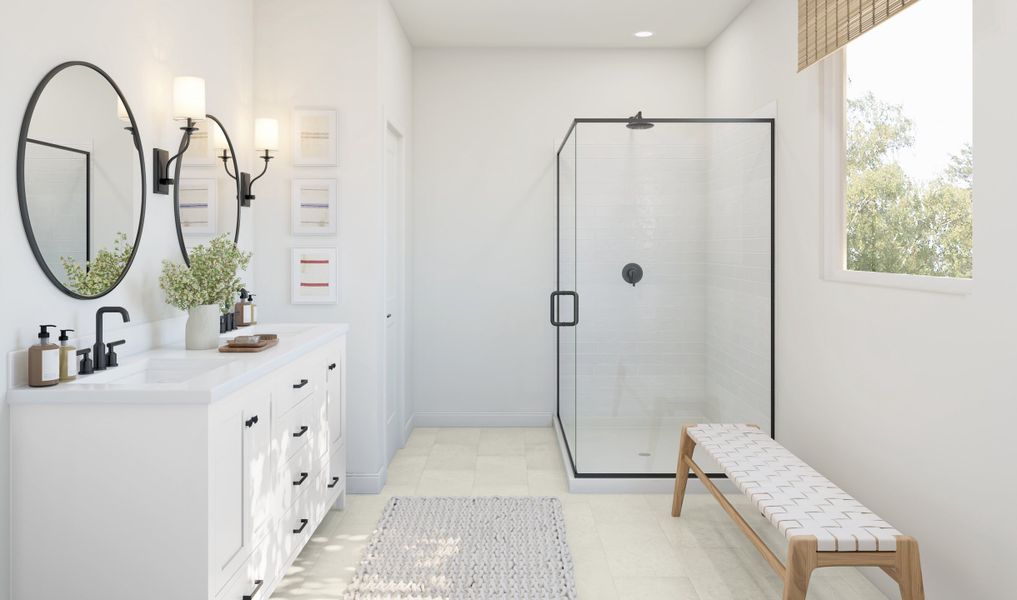 Primary bath with glass shower enclosure Primary bath with glass shower enclosure