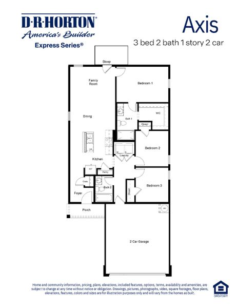 2D floor plan layout for the The Axis by D.R. Horton in Terra Vista, Lubbock, TX (Image 4).