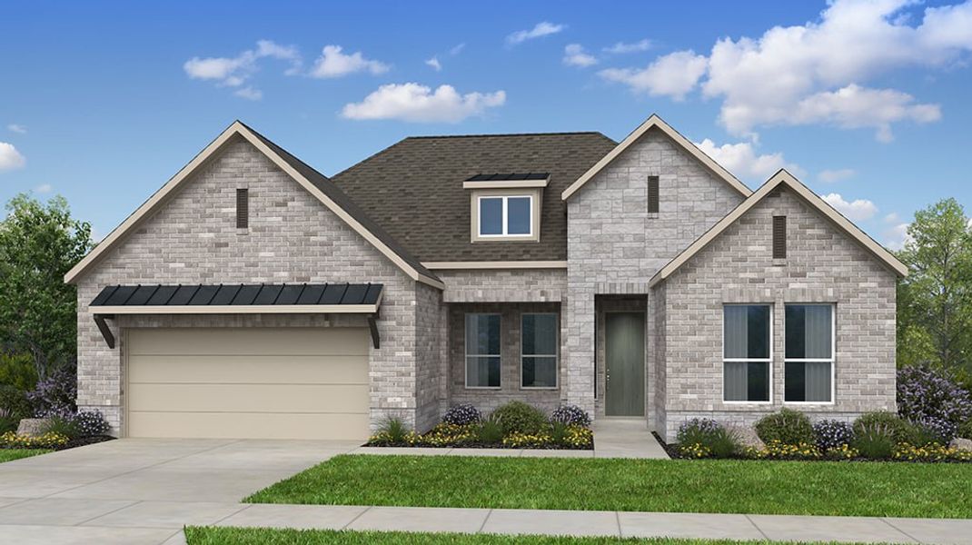 Representative exterior photo of a completed home built from the Davis by Taylor Morrison in Silverleaf 60s, Cedar Creek, TX (Image 3).