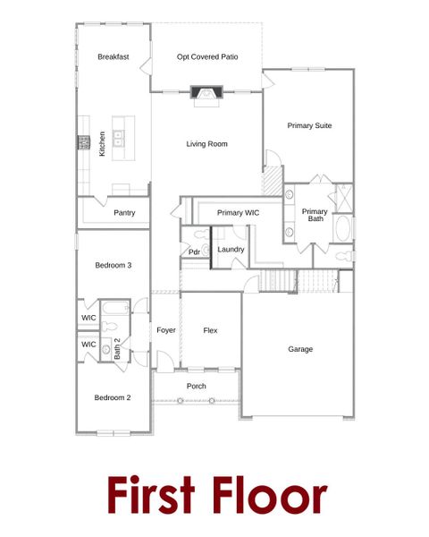 2D floor plan layout for the Noah                                                                Primary Suite on Main by Chafin Communities in Pinecrest Ridge, Dacula, GA (Image 4).