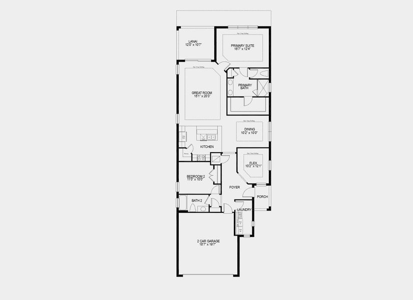 2D floor plan layout for the Allora by Taylor Morrison in Esplanade at Wellen Park, Englewood, FL (Image 3). 2D floor plan layout for the Allora by Taylor Morrison in Esplanade at Wellen Park, Englewood, FL (Image 3).