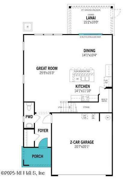 2D floor plan layout of this home in Sandridge Hills, Green Cove Springs, FL (Image 2).