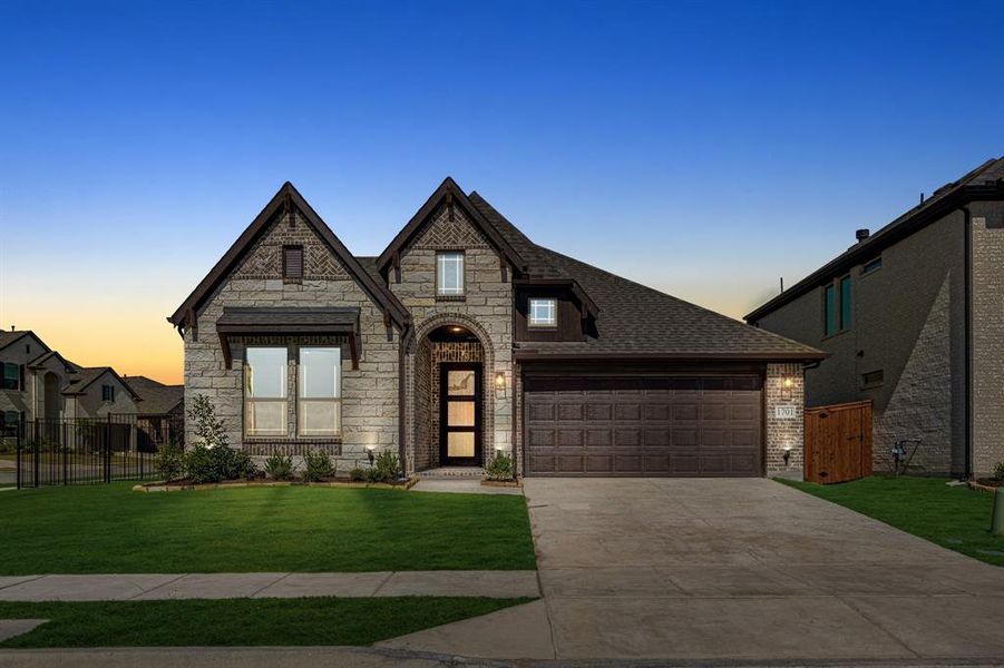 Front exterior of a new home in Willow Wood Classic 50, McKinney, TX, highlighting curb appeal (Image 17). Front exterior of a new home in Willow Wood Classic 50, McKinney, TX, highlighting curb appeal (Image 17).