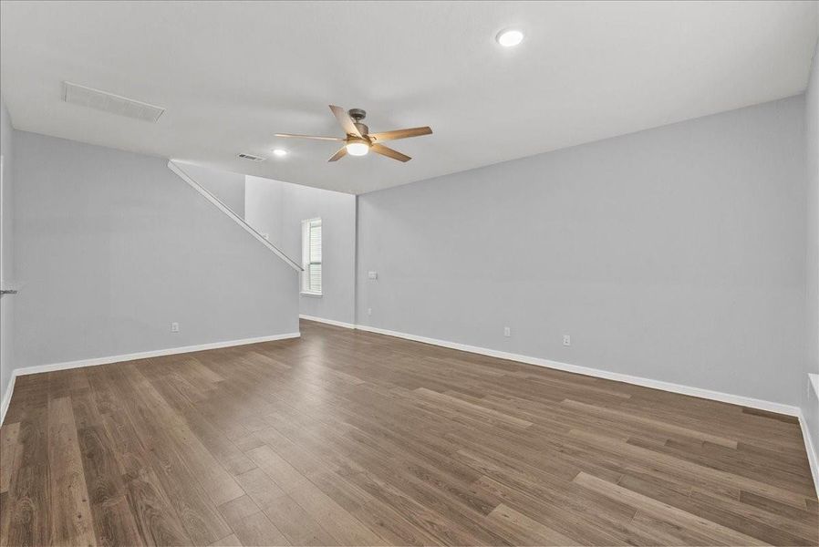 View the living room towards the entryway.